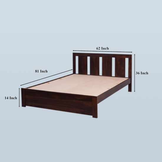 Angel Furniture Solid Sheesham Wood Non Storage Bed (Celeste, Queen Size 60x78)