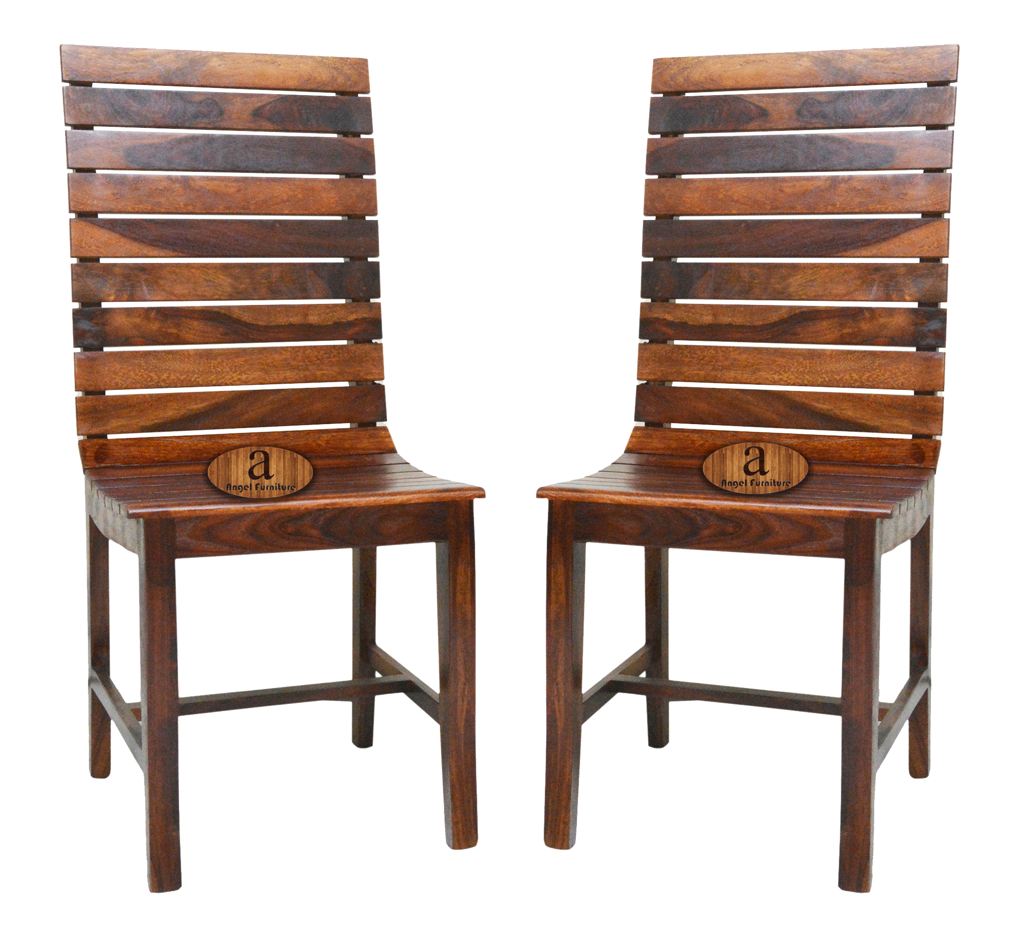 Angel s Frazer Stripped Sheesham Wood dining chair Set of 2 In