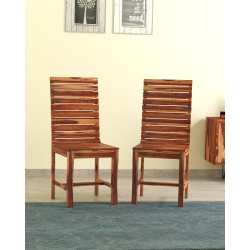 Frazer Stripped Sheesham Wood dining chair (Set of 2) In Honey Finish