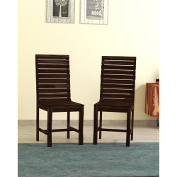 Frazer Stripped Sheesham Wood Dinning Chair (Set Of 2) In Walnut Finish