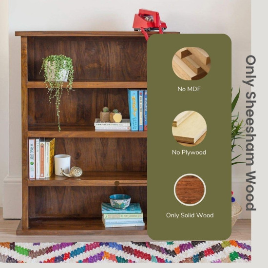 Solid Sheesham Wood Open Space saver Bookshelf (Honey)