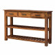 Stripped 3 Drawer Sheesham Wood Console Table in Honey Finish