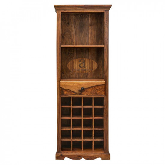 Tallboy Storage Wine rack | Bar Cabinet | Bar Unit in Honey Finish