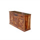 ANGEL FURNITURE Solid Sheesham Wood Diamond Design Sideboard 3 Door 3 Drawer (Honey Finish)