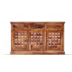 ANGEL FURNITURE Solid Sheesham Wood Diamond Design Sideboard 3 Door 3 Drawer (Honey Finish)