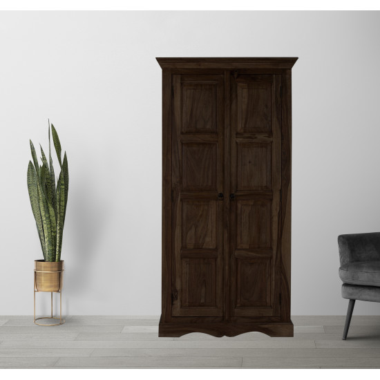 ANGEL FURNITURE Sheesham Wood Downton Classic Wardrobe | Bookshelf Storage (Walnut Finish)