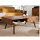 ANGEL FURNITURE Hexagonal Brick Design Sheesham Wood Coffee Table 45x22x16 Inch (Honey Finish)