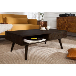 ANGEL FURNITURE Hexagonal Brick Design Sheesham Wood Coffee Table 45x22x16 Inch (Walnut Finish)