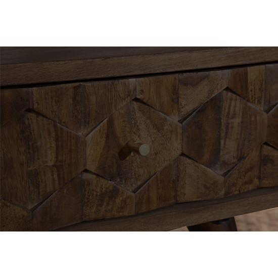 ANGEL FURNITURE Hexagonal Brick Design Sheesham Wood Coffee Table 45x22x16 Inch (Walnut Finish)