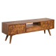 ANGEL FURNITURE Sheesham Wood Hexagoanl Brick Design Entertainment Unit | Tv Unit (Honey Finish)