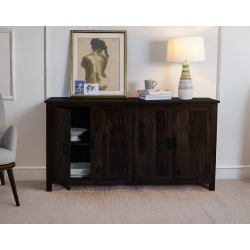 ANGEL FURNITURE Canberra Sheesham Wood Four Door Storage Cabinet 172x45x90 CM (Walnut Finish)