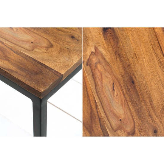 ANGEL FURNITURE Brisbane Coffee Table with Metal Base Sheesham Wood Top | 70x70x45 CM (Square)