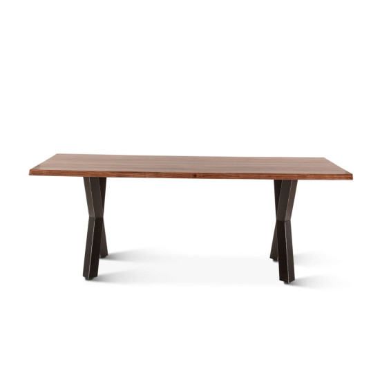 Sheesham Wood Coffee Table with Metal Base (Double Cross, Sheesham Wood)