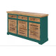 ANGEL FURNITURE Whitewave Solid Wood Sideboard with Three Drawer and Door Storage Unit 160x90x40 CM (Sideboard) Green