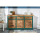 ANGEL FURNITURE Whitewave Solid Wood Sideboard with Three Drawer and Door Storage Unit 160x90x40 CM (Sideboard) Green