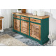 ANGEL FURNITURE Whitewave Solid Wood Sideboard with Three Drawer and Door Storage Unit 160x90x40 CM (Sideboard) Green