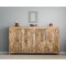 Angel Furniture Solid Mango Wood Sideboard with Carved Doors – Natural Finish (Large)