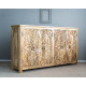 Angel Furniture Solid Mango Wood Sideboard with Carved Doors – Natural Finish (Large)