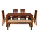 Angel Furniture Solid Sheesham Wood Dining Set with bench and four chairs honey finish