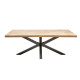 Angel Furniture Solid Mango Wood Long Dining Table with Metal Base – Rough Mango Finish (175x90x76CM)