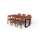 Handcrafted Sheesham Wood Dining Set with Iron Base (Six Seater)